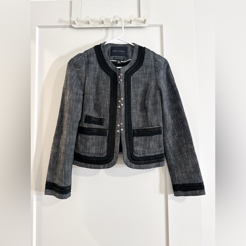 Banana Republic Italian Fabric Tweed Jacket Blazer Petite 2P